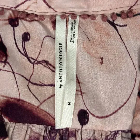 by Anthropologie Henley Blouse Multicolor Flowy Top sz Medium office career boho - Picture 7 of 10